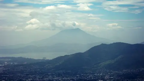 Lake Ilopango and San Vicente Volcano in El Salvador