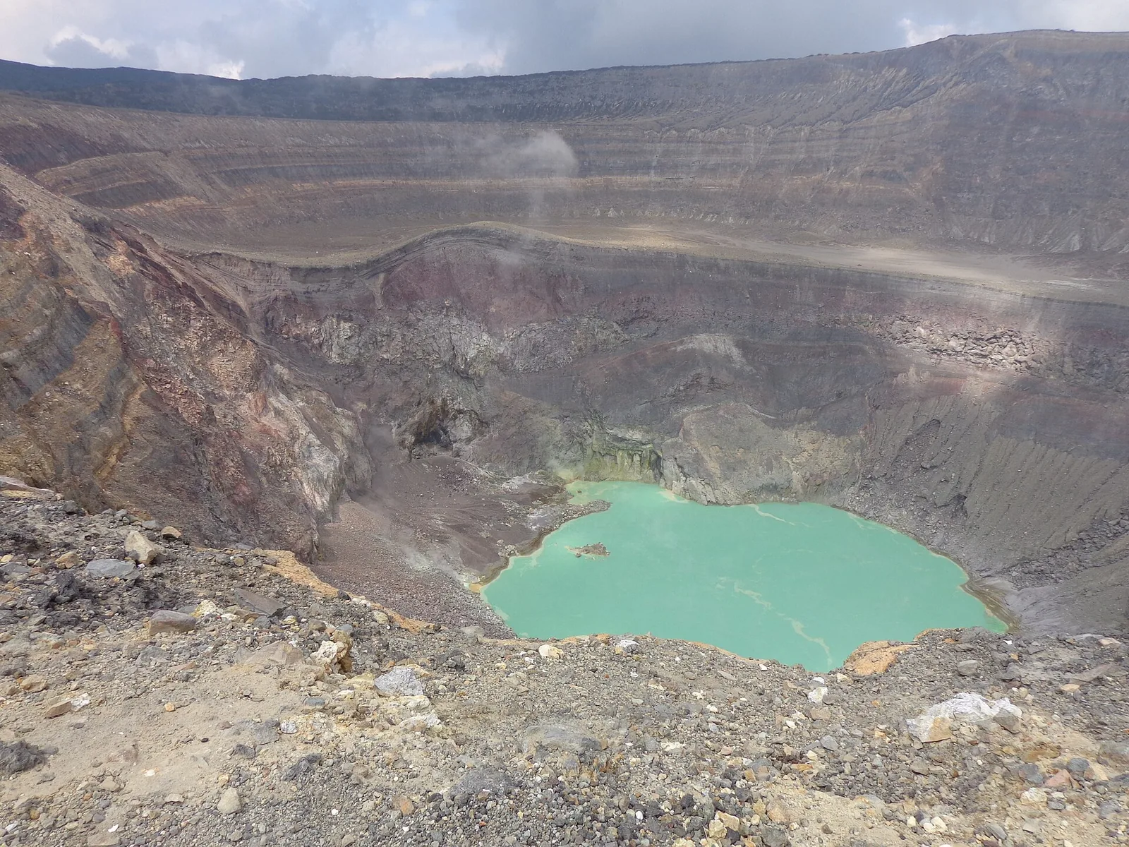 Turquoise crater lake at Santa Ana Volcano