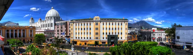 Panoramic view across central San Salvador